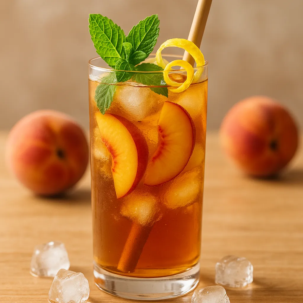 Ginger Peach Iced Tea (mocktail sans alcool)